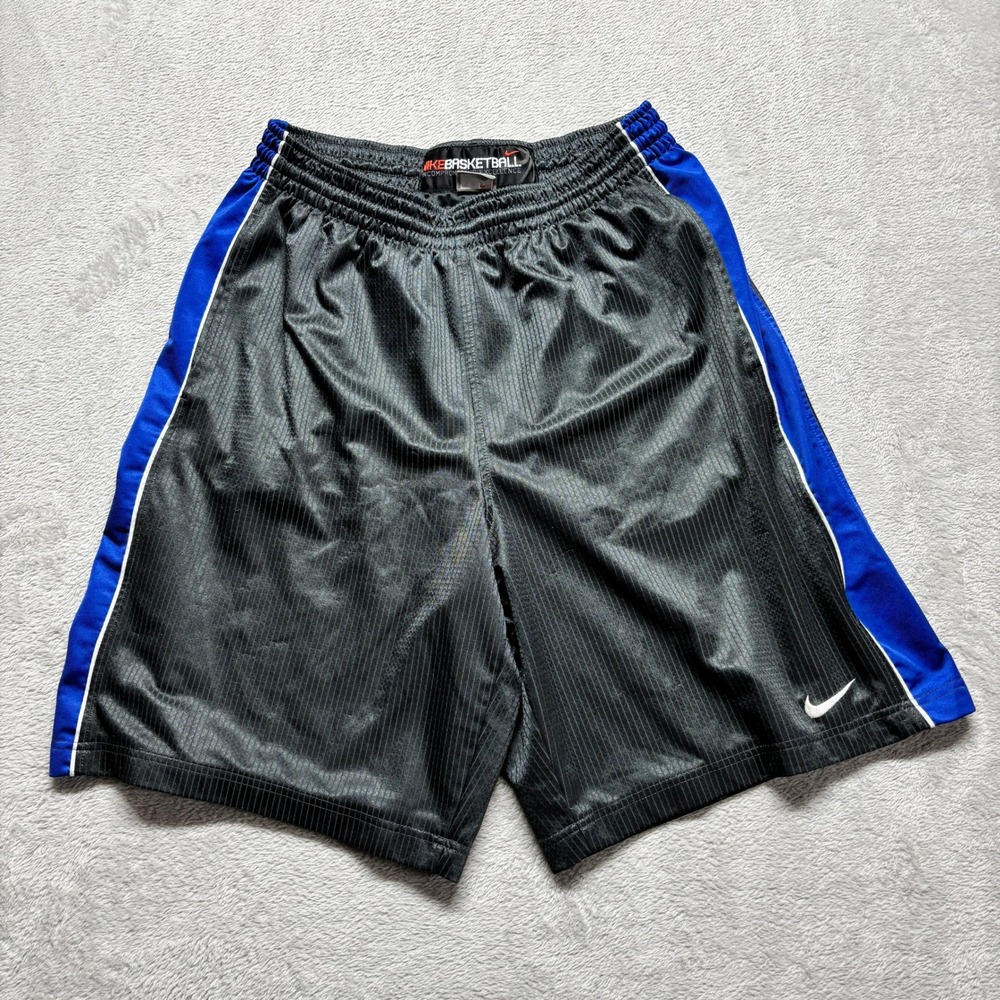 Y2K Nike Vintage Shorts Mens L Dazzle Basketball Black Blue Pinstripe